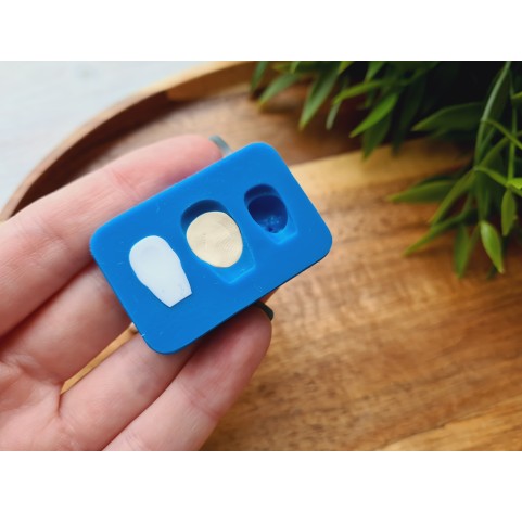 Silicone mold, Doll face, style 15, 3 elements, ~ 0.8-1.1*1-1.8 cm, H:0.5-0.8 cm
