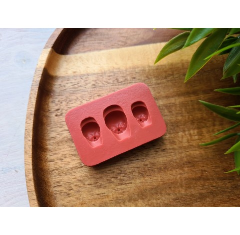 Silicone mold, Doll face, style 15, 3 elements, ~ 0.8-1.1*1-1.8 cm, H:0.5-0.8 cm