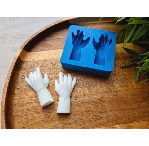 Silicone mold, Hands, 2 elements, ~ 2.3*4.3 cm, 1.3*1.5 cm, H:1 cm