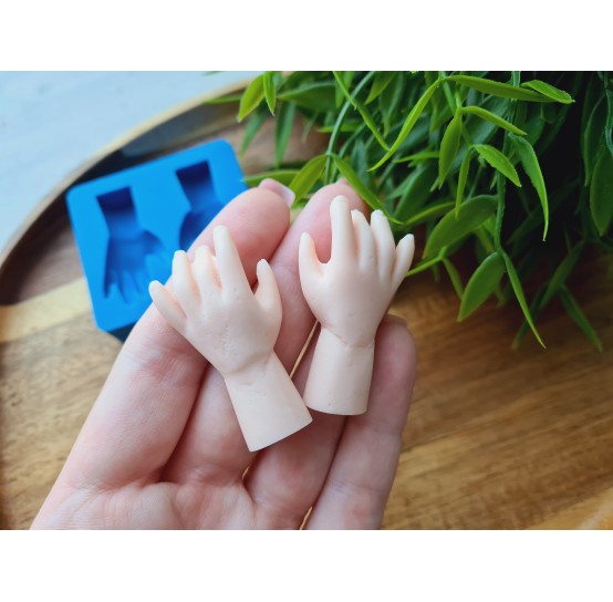 Silicone mold, Hands, 2 elements, ~ 2.3*4.3 cm, 1.3*1.5 cm, H:1 cm