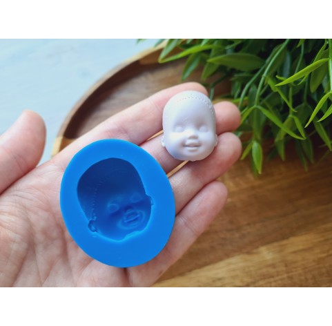 Silicone mold, Doll face, style 26, ~ 2.4*2.9 cm, H:1.6 cm