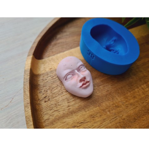 Silicone mold, Doll face, style 38, ~ 2.1*3.4 cm, H:1.3 cm