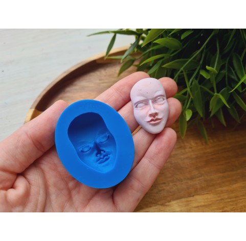 Silicone mold, Doll face, style 38, ~ 2.1*3.4 cm, H:1.3 cm