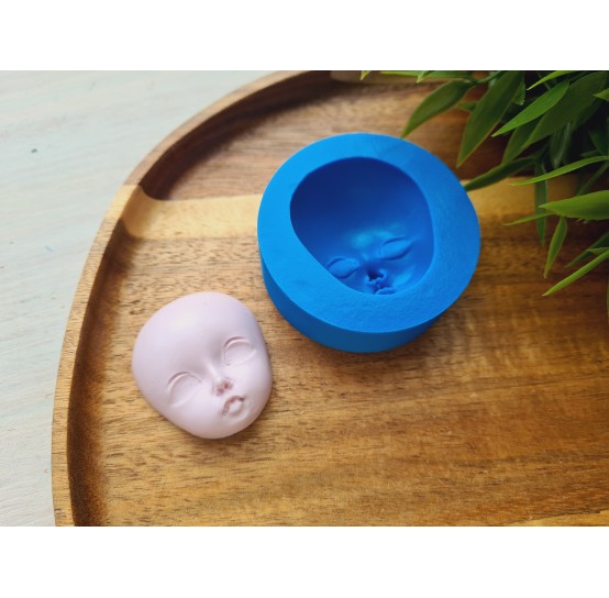 Silicone mold, Doll face, style 43, ~ 3.5*3.9 cm, H:1.6 cm