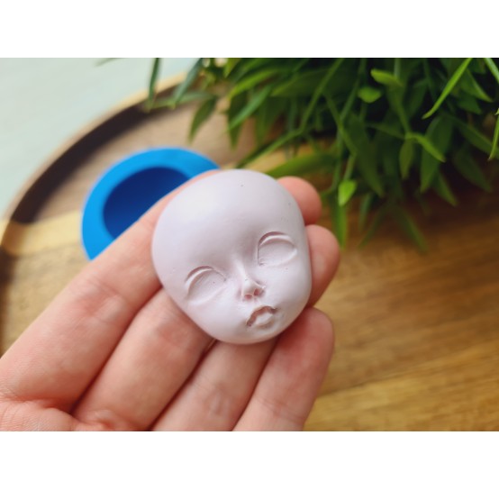 Silicone mold, Doll face, style 43, ~ 3.5*3.9 cm, H:1.6 cm