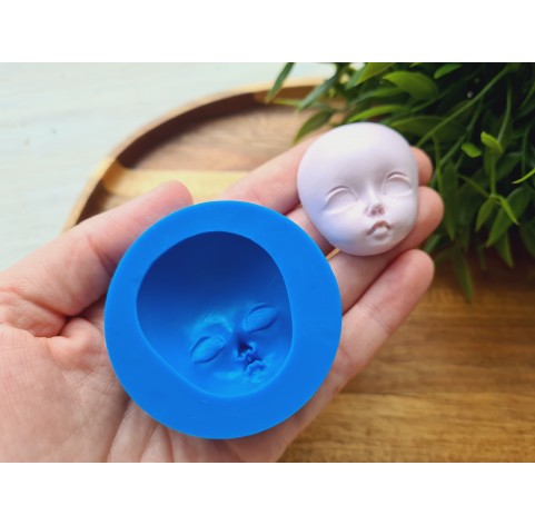 Silicone mold, Doll face, style 43, ~ 3.5*3.9 cm, H:1.6 cm