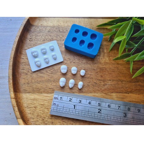 Silicone mold, Doll face, style 49, 6 elements, ~ 0.5-1 cm, H:0.4 cm
