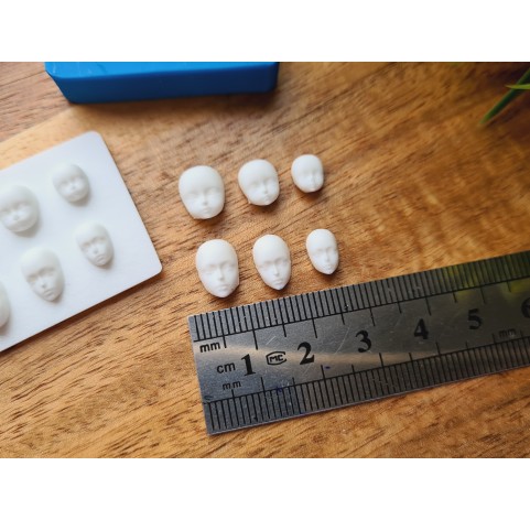 Silicone mold, Doll face, style 49, 6 elements, ~ 0.5-1 cm, H:0.4 cm