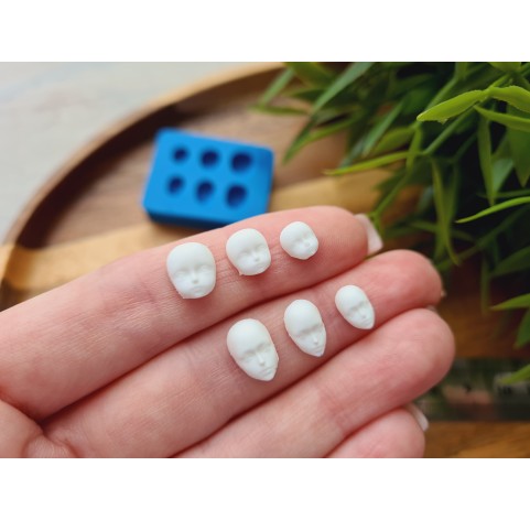 Silicone mold, Doll face, style 49, 6 elements, ~ 0.5-1 cm, H:0.4 cm