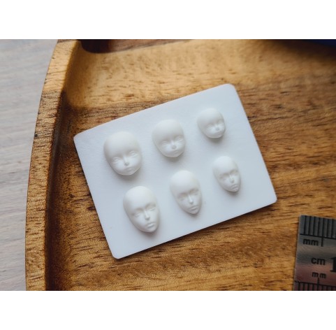 Silicone mold, Doll face, style 49, 6 elements, ~ 0.5-1 cm, H:0.4 cm