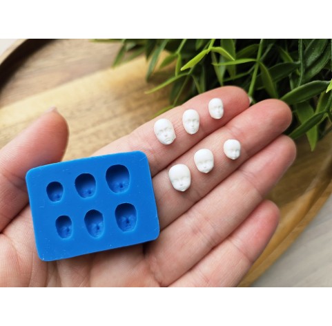 Silicone mold, Doll face, style 49, 6 elements, ~ 0.5-1 cm, H:0.4 cm