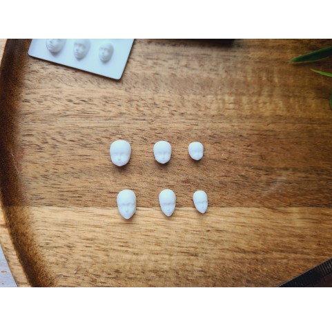 Silicone mold, Doll face, style 49, 6 elements, ~ 0.5-1 cm, H:0.4 cm