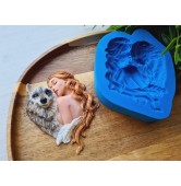 Silicone mold, Woman with wolf, ~ 7*9.1 cm, H:2.2 cm