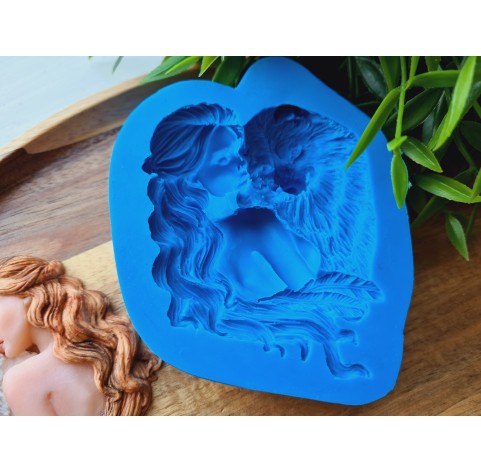 Silicone mold, Woman with wolf, ~ 7*9.1 cm, H:2.2 cm