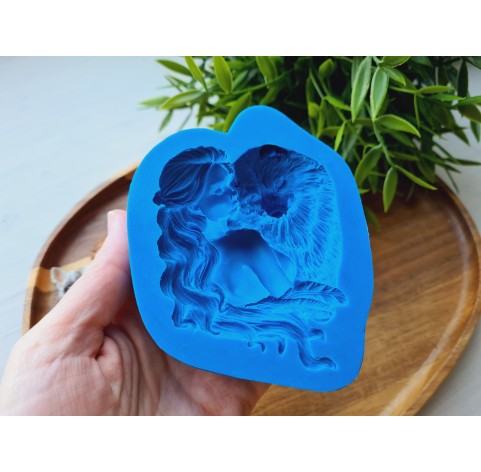 Silicone mold, Woman with wolf, ~ 7*9.1 cm, H:2.2 cm