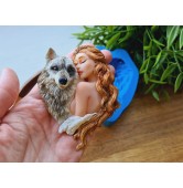 Silicone mold, Woman with wolf, ~ 7*9.1 cm, H:2.2 cm