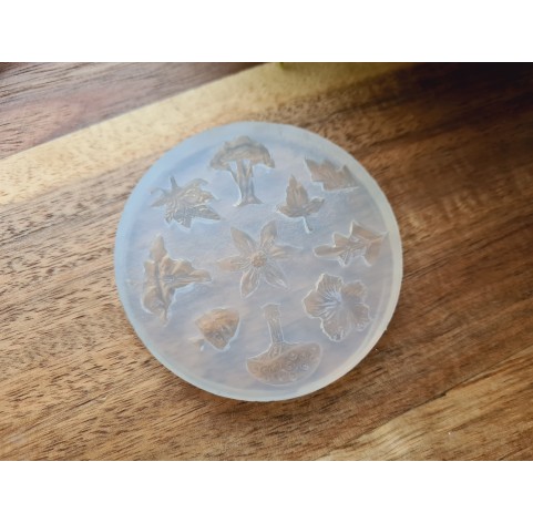 Silicone mold, Set of leaves and nature gifts, 10 elements, ~ 1.2-1.8*0.8-2 cm, H:0.3-0.6 cm