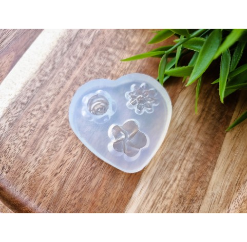 Silicone mold, Set of flowers, style 1, 3 elements, ~ Ø 1.7-2.1 cm, H:0.6-0.8 cm