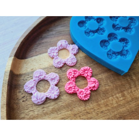 Silicone mold, Flower, style 1, 3 elements, ~ Ø 2.7 cm, H:0.3 cm