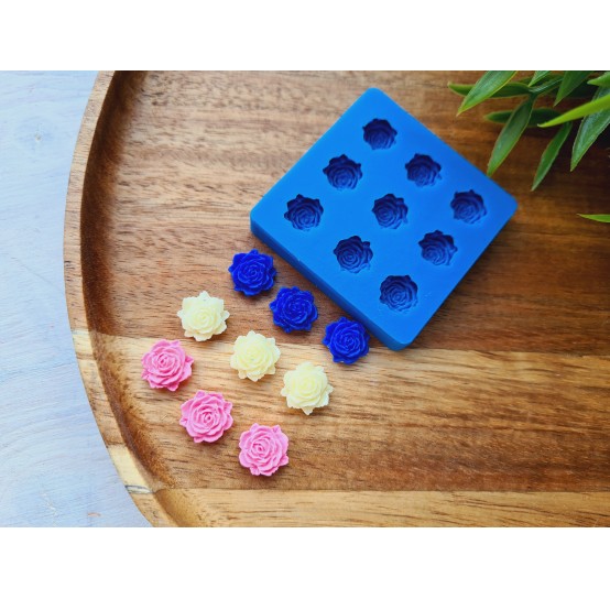 Silicone mold, Rose, style 3, small, 9 elements, ~ Ø 1.2 cm, H:0.5 cm