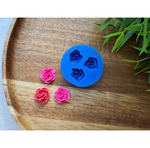 Silicone mold, Rose, style 5, 3 elements, ~ Ø 1.5 cm, H:0.8 cm