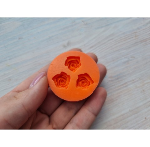 Silicone mold, Rose, style 5, 3 elements, ~ Ø 1.5 cm, H:0.8 cm