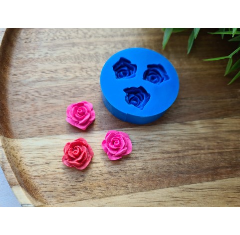 Silicone mold, Rose, style 5, 3 elements, ~ Ø 1.5 cm, H:0.8 cm