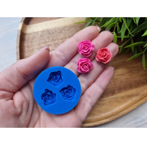 Silicone mold, Rose, style 5, 3 elements, ~ Ø 1.5 cm, H:0.8 cm