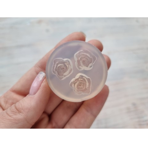 Silicone mold, Rose, style 5, 3 elements, ~ Ø 1.5 cm, H:0.8 cm