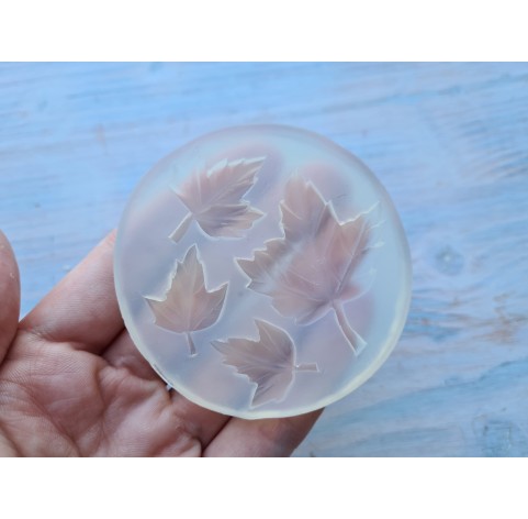 Silicone mold, Maple leaf, style 1, 4 elements., ~ 2.4-4.3*1.8-3.6 cm, H:0.3-0.4 cm