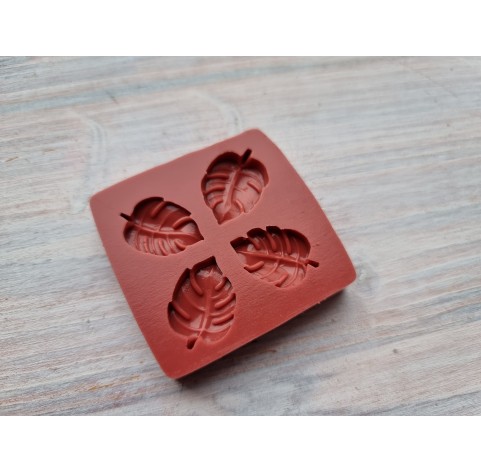 Silicone mold, Monstera leaf, style 2, 4 elements, ~ 2.1*2 cm, H:0.4 cm