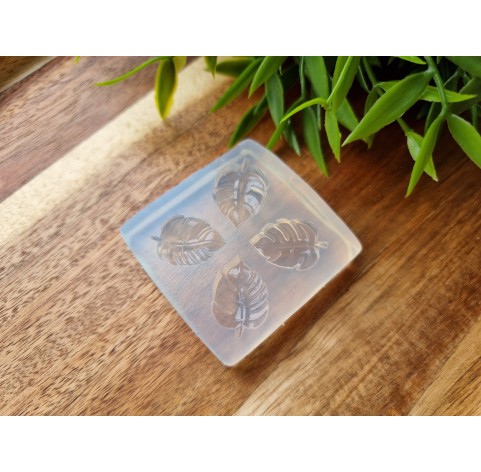 Silicone mold, Monstera leaf, style 2, 4 elements, ~ 2.1*2 cm, H:0.4 cm