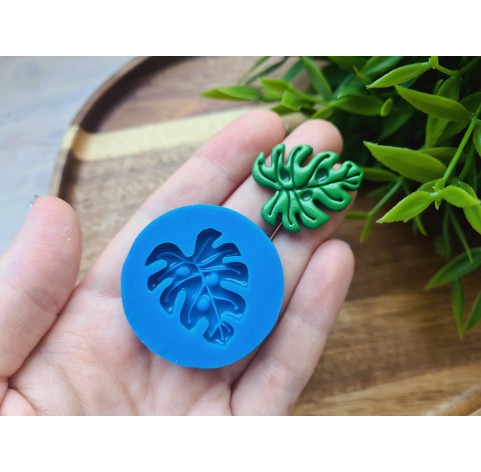 Silicone mold, Monstera leaf, style 3, ~ 2.4*2.9 сm, H:0.4 cm