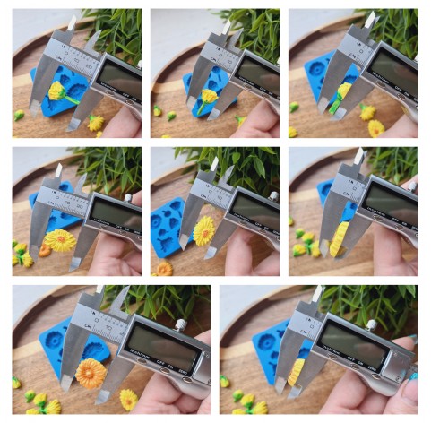 Silicone mold, Dandelion, style 2, 7 elements, ~ 0.9-2.3 cm, H:0.4-0.6 cm