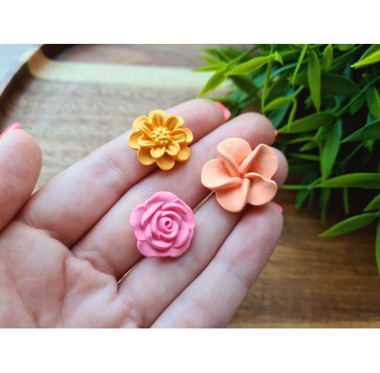 Silicone mold, Set of flowers, style 1, 3 elements, ~ Ø 1.7-2.1 cm, H:0.6-0.8 cm