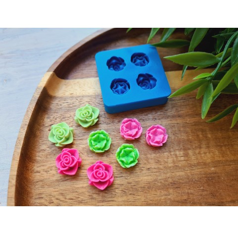 Silicone mold, Set of flowers, style 5, 4 elements, ~ Ø 1.2 cm, H:0.4-0.6 cm