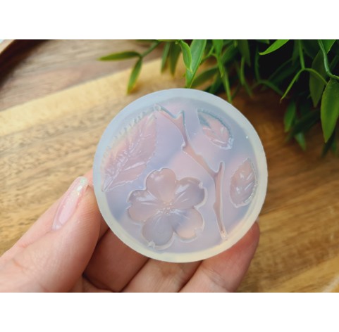 Silicone mold, Sakura branch, flowers, leaves, style 2, ~ 0.9-4.8 cm, H:0.3-0.4 cm