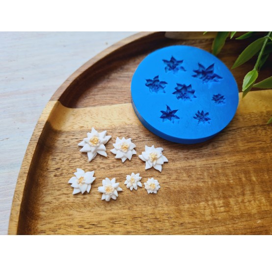 Silicone mold, Edelweiss, 7 elements, ~ 0.7-1.6 cm, H:0.2-0.5 cm