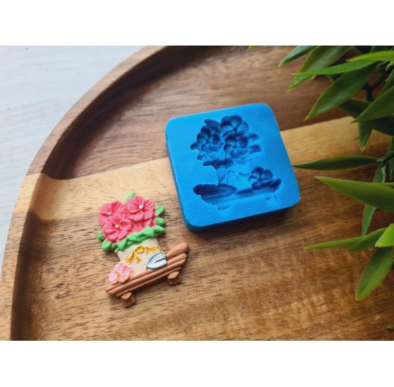 Silicone mold, Flowers in a pot, ~ 2.6*3 cm, H:0.6 cm