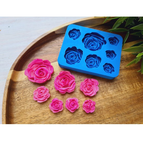 Silicone mold, Rose, style 1, 7 elements, ~ Ø 1.5-3.2 cm, H:0.5-0.7 cm