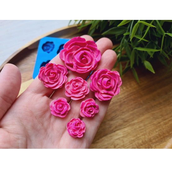 Silicone mold, Rose, style 1, 7 elements, ~ Ø 1.5-3.2 cm, H:0.5-0.7 cm