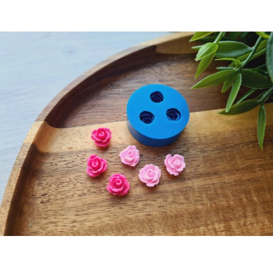 Silicone mold, Rose, style 3, small, 3 elements, ~ Ø 0.9 cm, H:0.6 cm