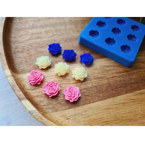 Silicone mold, Rose, style 3, small, 9 elements, ~ Ø 1.2 cm, H:0.5 cm