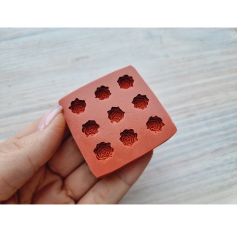 Silicone mold, Rose, style 3, small, 9 elements, ~ Ø 1.2 cm, H:0.5 cm