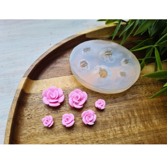 Silicone mold, Rose, style 5, 6 elements, ~ Ø 0.8-1.8 cm, H:0.5-0.8 cm