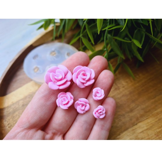 Silicone mold, Rose, style 5, 6 elements, ~ Ø 0.8-1.8 cm, H:0.5-0.8 cm