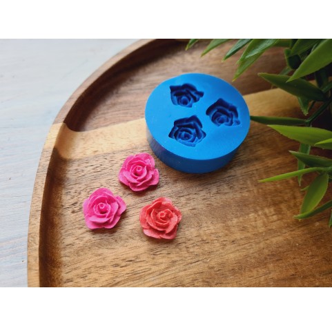 Silicone mold, Rose, style 5, 3 elements, ~ Ø 1.5 cm, H:0.8 cm