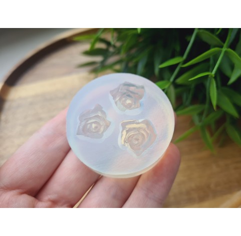 Silicone mold, Rose, style 7, 3 elements, ~ Ø 1.5 cm, H:0.8 cm