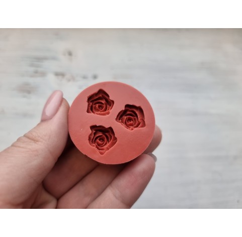 Silicone mold, Rose, style 5, 3 elements, ~ Ø 1.5 cm, H:0.8 cm