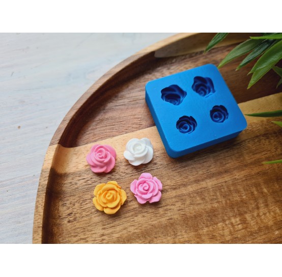 Silicone mold, Rose, style 8, 4 elements, ~ Ø 1.4 cm, H:0.6-0.7 cm